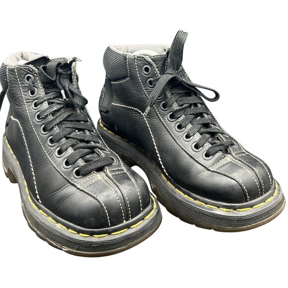 Dr. Martens Shoes - 🖤 Dr. Martens 6 Black Leather Lace Up Boots Yellow Stitch 90s Grunge Punk OG